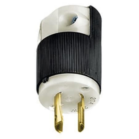 Bryant Locking Connector, L2-20R, 20 A, 250V AC, Single Phase, 2 Pole, Screw Terminals, Black, White 7102N
